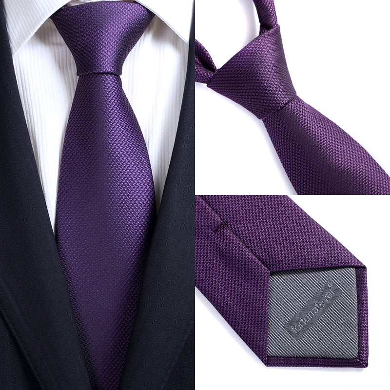 fortunatever Plum Purple Ties For Men,Mens Solid Necktie With Pocket Square+Gift Box,58"×3.35" - Image 3