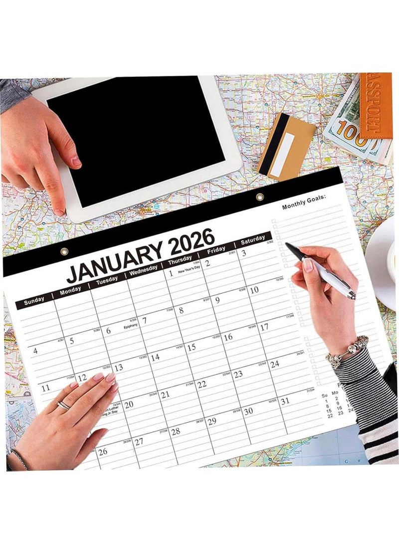 phomemo 2026 Desk Calendar - Wall Calendar from Jan. 2026 to Jun. 2027, Large 17" x 12" Desktop Monthly Calendar with Clear Waterproof Cover for Home School Office Desk Top Organizing (Black) - Image 5
