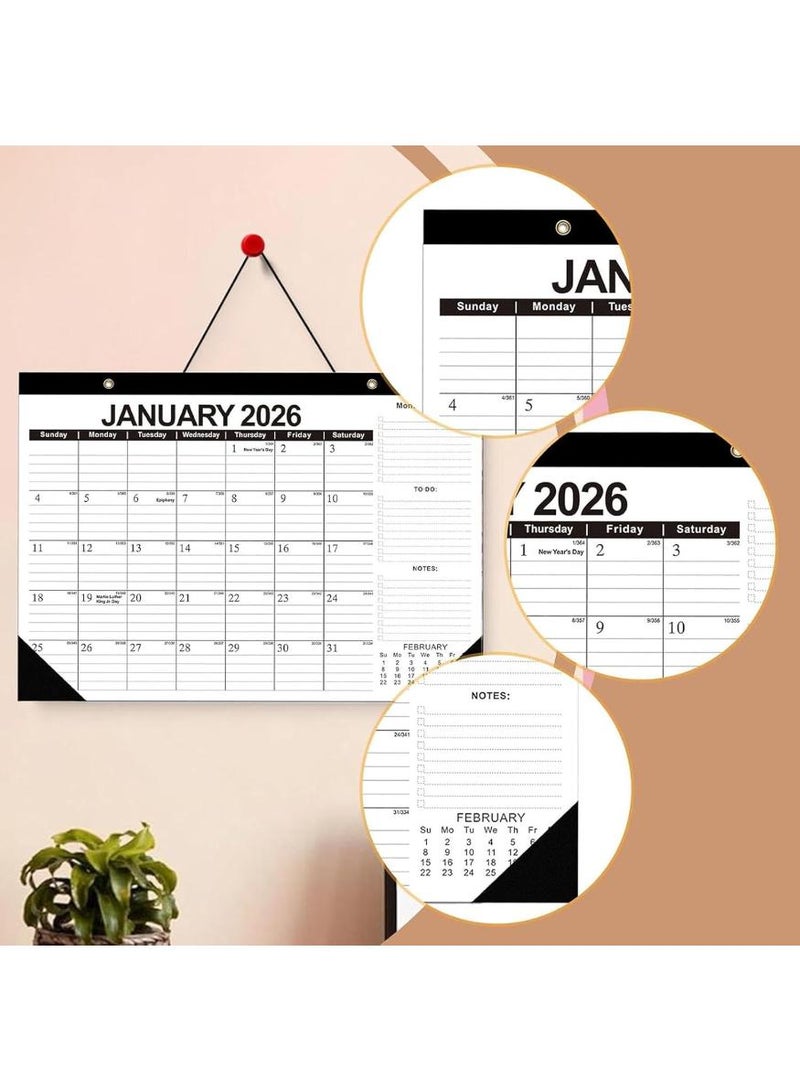 phomemo 2026 Desk Calendar - Wall Calendar from Jan. 2026 to Jun. 2027, Large 17" x 12" Desktop Monthly Calendar with Clear Waterproof Cover for Home School Office Desk Top Organizing (Black) - Image 4