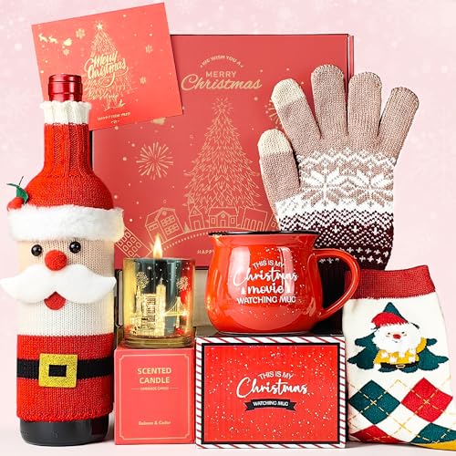 LUICONMO Christmas Gift for Women, Womens Christmas Gift 2026 Winter Mug for Coworker Best Friend Teacher, Merry Xmas Gifts Basket Set Unique Holiday Gift Ideas Burr Basket - Image 1