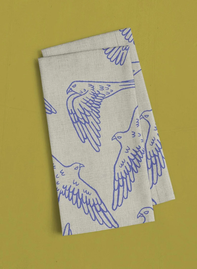 Little Majlis Linen tea towel, Falcon, blue
