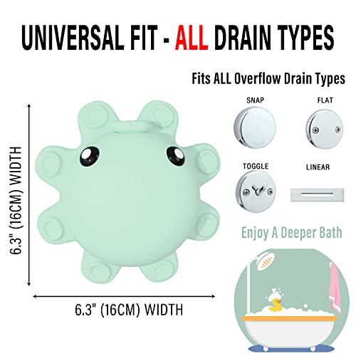 Abalter Bathtub Overflow Drain Cover Tub - Silicone Bathroom Overflow Drain Cover, Bath Tub Overflow Cover, Bathroom Spa Accessories, Adds Inches of Water for Deeper&Warmer Bath，Aqua Green - Image 3