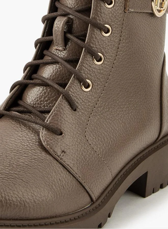 Flora Bella By Shoexpress BEIGE Solid Ankle Boots with Zip Closure for Women | Best Price UAE