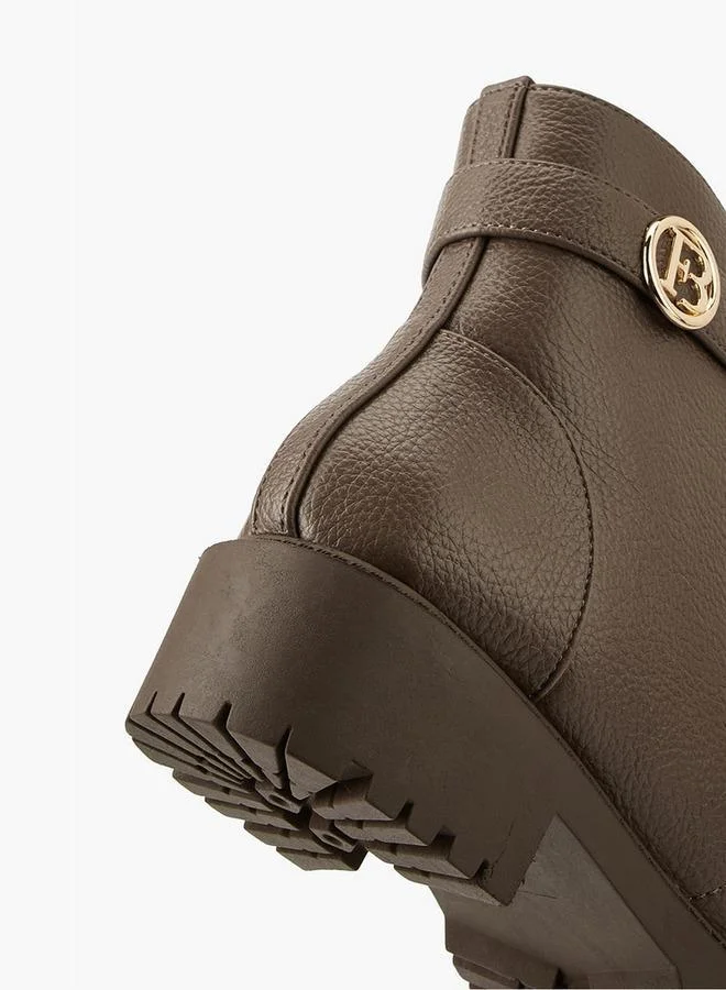 Flora Bella By Shoexpress BEIGE Solid Ankle Boots with Zip Closure for Women | Best Price UAE