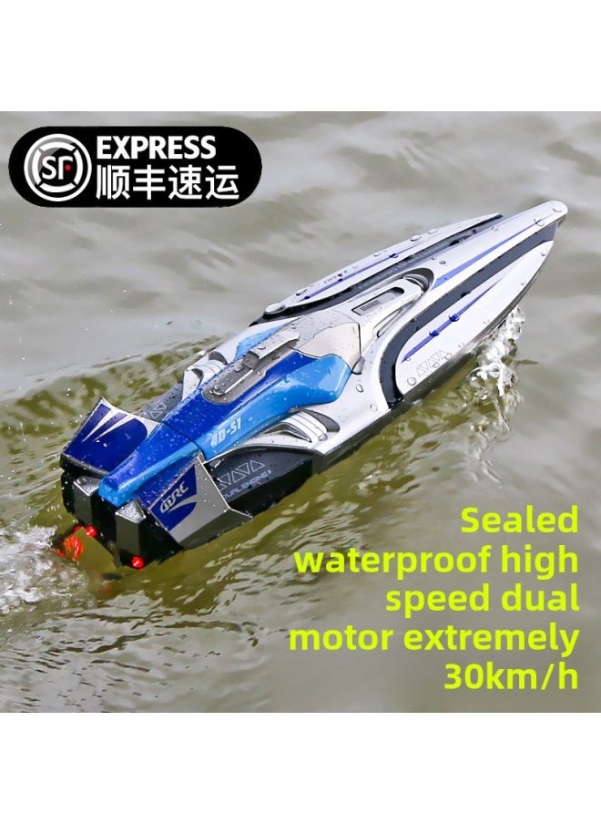 Remote Control Boat High-horsepower Water Large High-speed Speedboat Charging Electric Underwater Children's Boys' Ship Model Toys-Color:Entry-level Dual Servo Speedboat-red -Specifications: Contains Two Sets Of Batteries/charging Cables-gifts  - Image 2