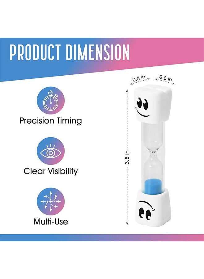 HY 2 Minute Toothbrush Sand Timer for Kids - Set of 2 Small Blue and Pink Smiley Hourglass  - Image 2