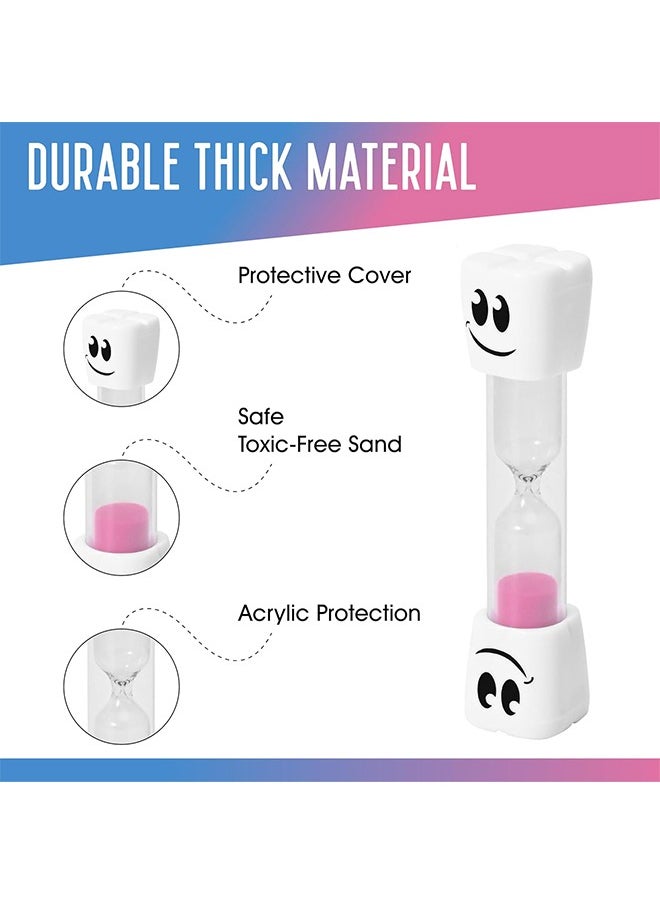 HY 2 Minute Toothbrush Sand Timer for Kids - Set of 2 Small Blue and Pink Smiley Hourglass  - Image 5