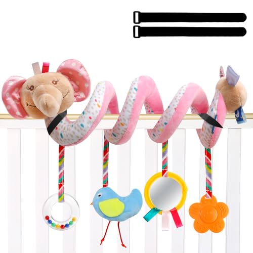 GKDOMS Baby Car Seat Toys Activity Stroller Toy for Boys Girls 0 3 6 9 10 12 Months Spiral Hanging Plush Toys Baby Shower Thank You Gifts - Image 1