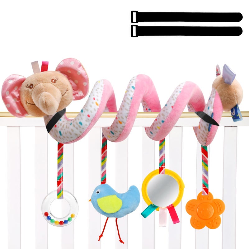 GKDOMS Baby Car Seat Toys Activity Stroller Toy for Boys Girls 0 3 6 9 10 12 Months Spiral Hanging Plush Toys Baby Shower Thank You Gifts - Image 2
