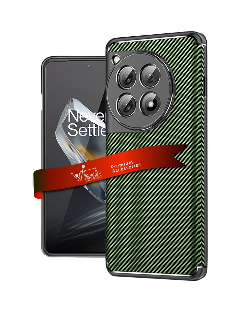 Wtech Hard Back Fabric Texture Side TPU Case Cover For OnePlus 12R 5G 2024 Olive - Image 1