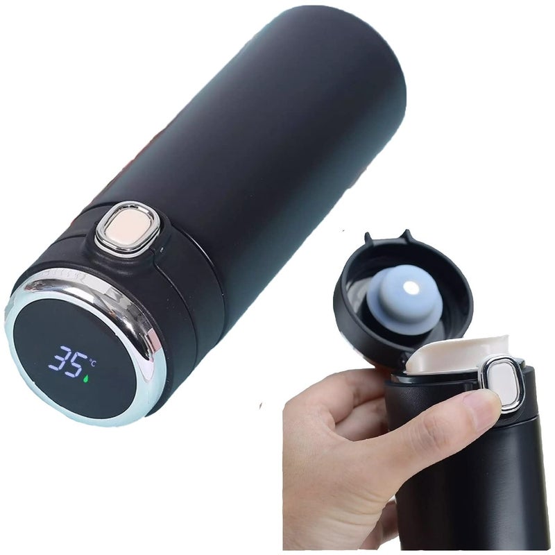 IKTU® SUS304 Stainless Steel Flask with LED Temperature Display Vacuum Insulated Water Bottle (Black, 420 ML) - Image 1