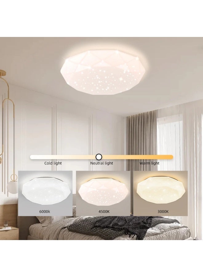 AL THURAYAT Modern Diamond Shine 40cm Luxury LED Ceiling Light, LED Ceiling Lamp, 3 Lighting Colors, Suitable for Bedroom and Living Room - Image 4