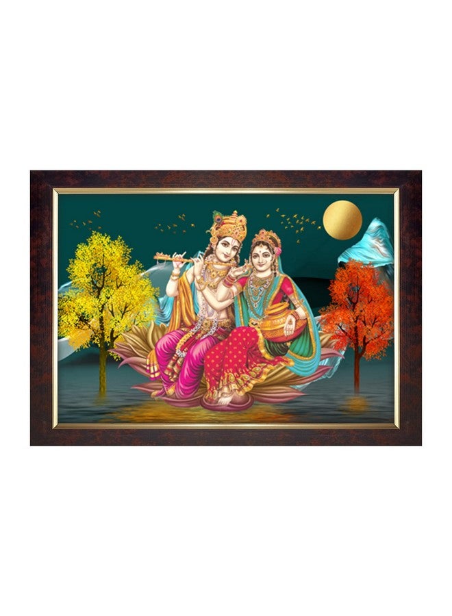 Dharvika Innovations Dharvika Innovations Radha Krishna Photo Frame Big Size Home Decoration with Sparkle Coated Lamination (14x20 Inch) - 20497 - Image 1