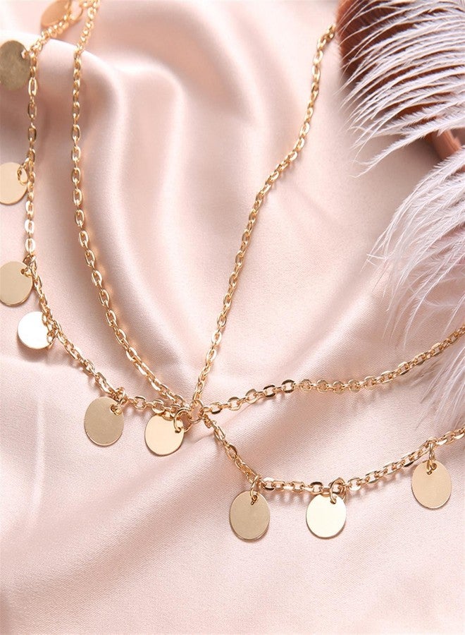 TUCEWP Boho Gold Sequin Head Chain Egyptian Forehead Hair Jewelry Bohemian Coins Disc Headpiece Bridal Layered Hair Chain Festival Halloween Prom Costume Cosplay Hair Accessories for Women Girls - Image 4