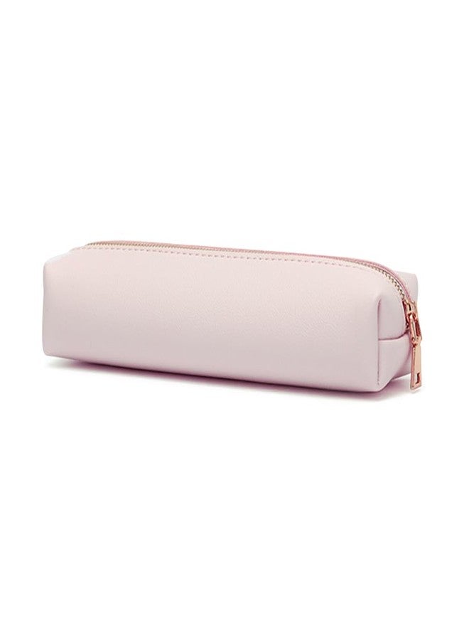 iSuperb PU Pencil Case Leather Pen Bag Slim Pencil Pouch Lovely Stationery Bag Portable Cosmetic Bag Zipper Organizer Bag (Pink) - Image 1