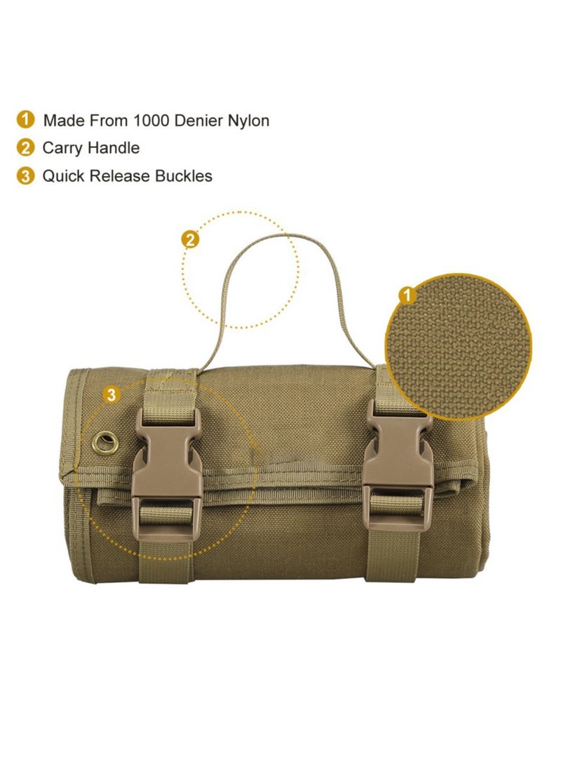 ASIV - Shooting Mat - Roll Up Shooting Mat Prone Shooting Mat Tactical Shooting Blanket Pad for Long Range Shooting Hunting (Unpadded - Brown) - Image 1