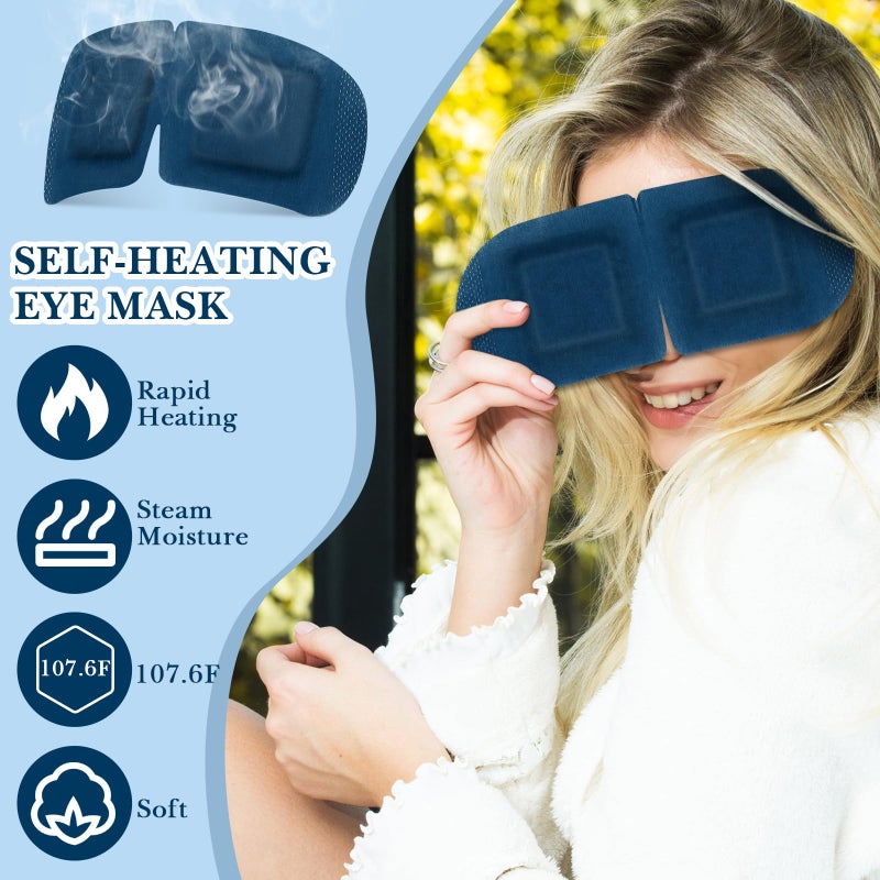Funnysoft 100 Pcs Disposable Steam Eye Mask Bulk for Dry Eyes Spa Unscented Self Heating Warm Compress Sleep Mask Home Office Travel Relaxation Gifts - Image 5