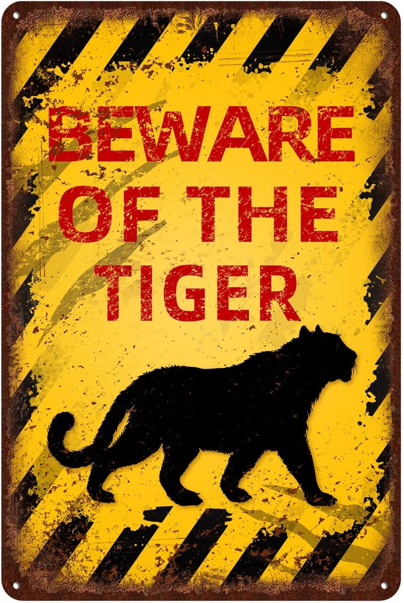 kengtou Vintage Tiger Metal Sign - Beware of Tiger - Image 1
