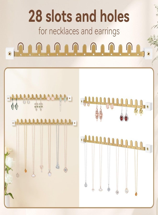 milylove Wall Necklace Holder Hanging Jewelry Organizer 2 Pack Metal Necklace Organizer, Space-saving Jewelry Display for Necklaces & Earrings，Gold，Screws Included - Image 5