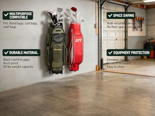BiJun Golf Bag Storage, Golf Bag Holder Golf Bag Organizer for Garage Wall Mount Rack Stand Golf Bag Storage Rack Hangers for Storage Space for Garage - Image 4