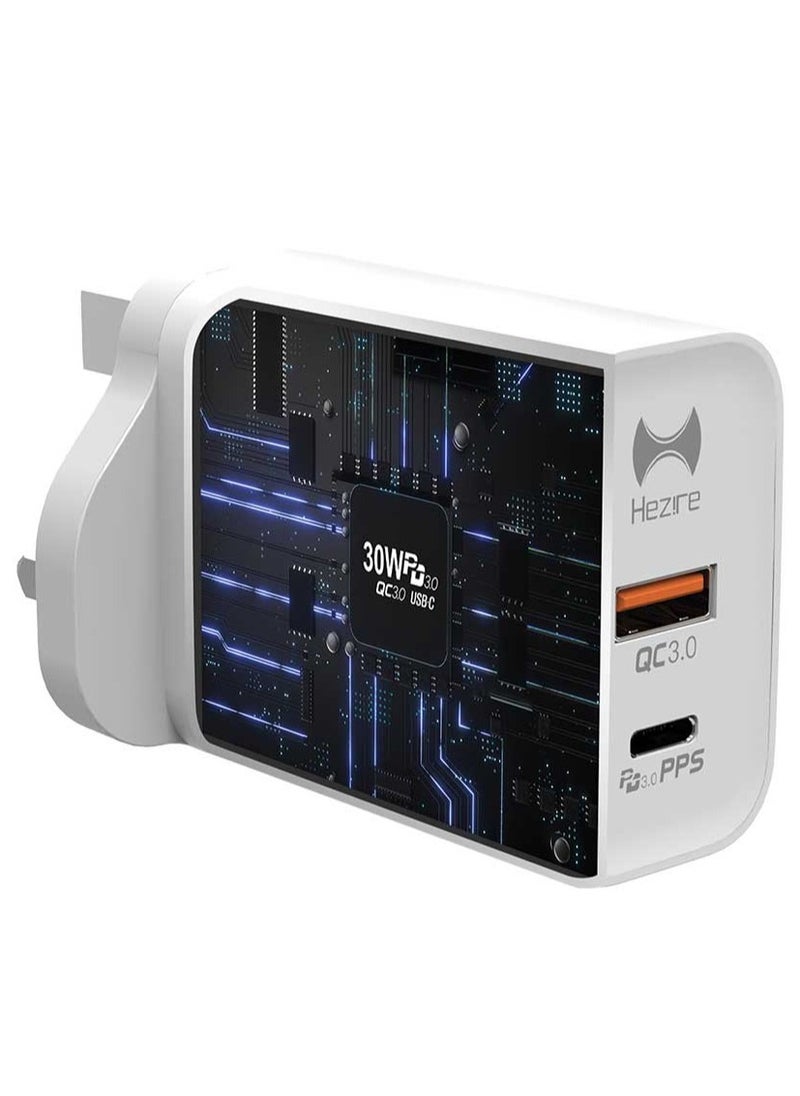 Hezire Hezire H-ADAPT PD30W Type-C & USB Wall Charger White  - Image 3