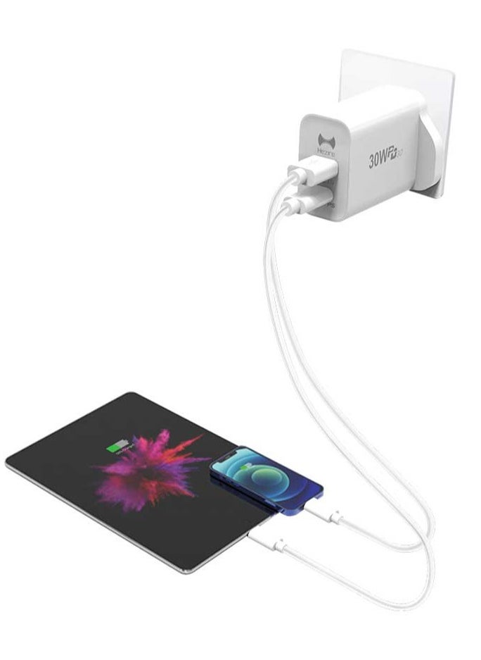 Hezire Hezire H-ADAPT PD30W Type-C & USB Wall Charger White  - Image 2