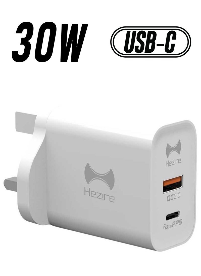 Hezire Hezire H-ADAPT PD30W Type-C & USB Wall Charger White  - Image 1