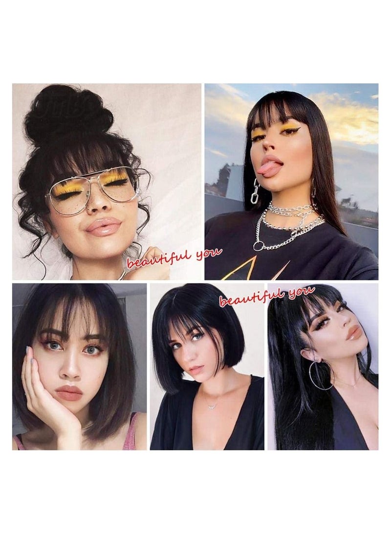 Estelle 3D Large Hair Bangs Clip 100 Natural Human Faux Bangs Clip on Bangs for Daily Wear Lightly Curved Dark Brown - Image 5