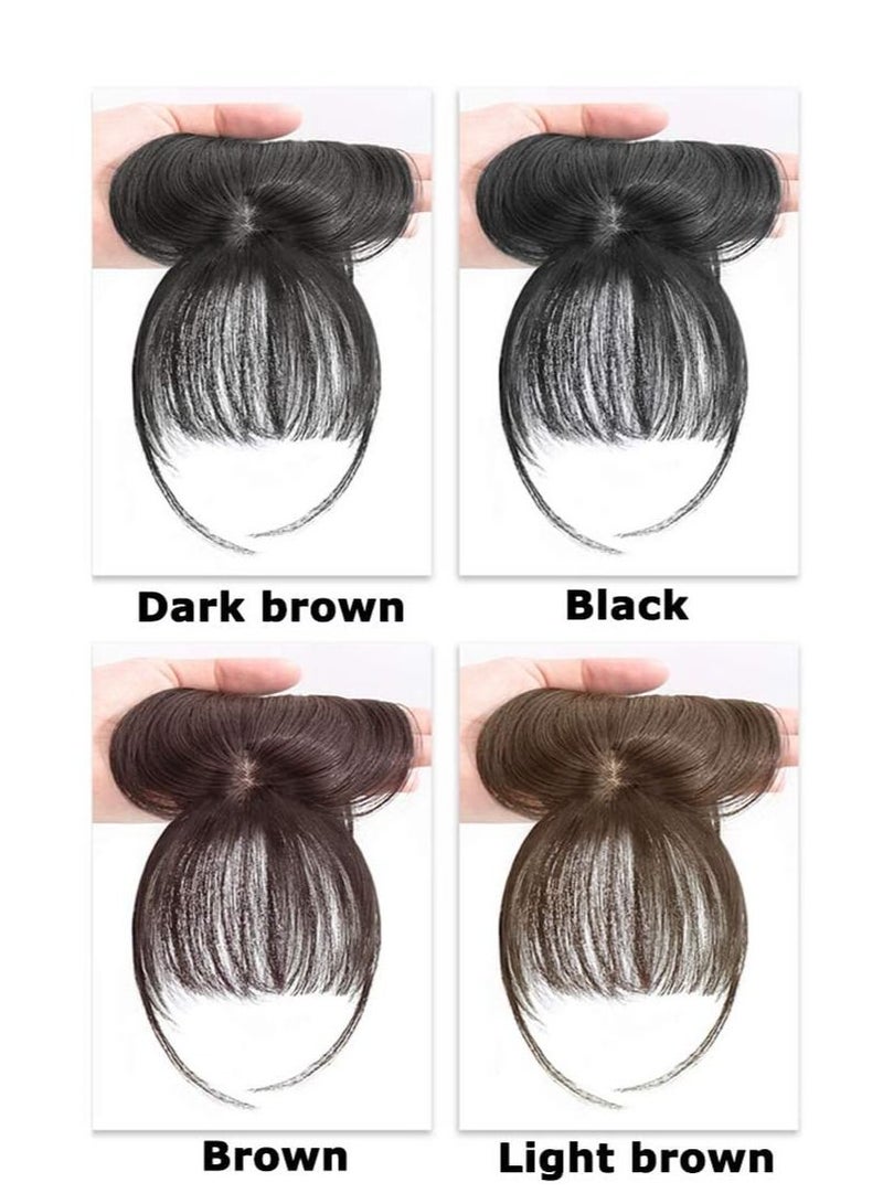 Estelle 3D Large Hair Bangs Clip 100 Natural Human Faux Bangs Clip on Bangs for Daily Wear Lightly Curved Dark Brown - Image 3