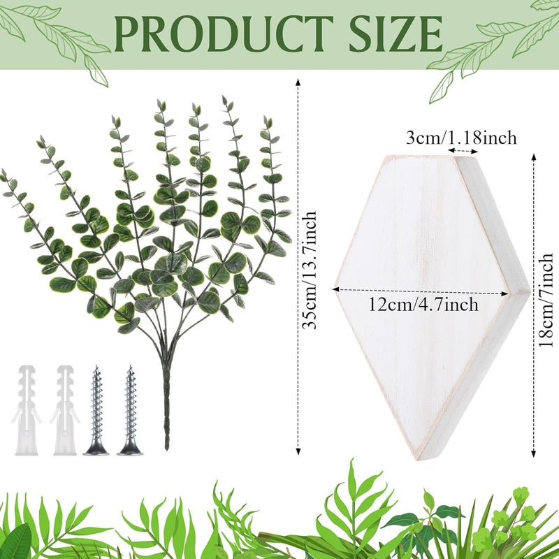 Chunful 2 Pcs Wooden Wall Planter Decor Hanging Fake Plants Greenery Flowers Holder Vase Boxes for Wall Bohemian Farmhouse Room Kitchen Office Indoor Decoration(Retro White,7.1 x 4.7 x 1.2 Inches) - Image 2