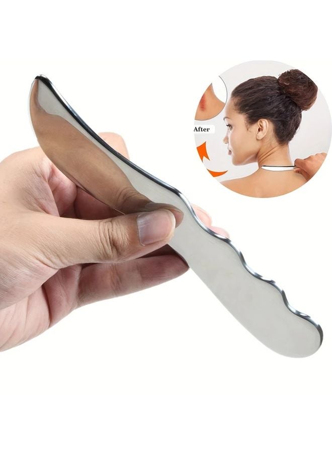 أداة غوا شا الفاخرة المصنوعة من الفولاذ المقاوم للصدأ عالي الجودة - قطعة واحدة - خالية من المواد الكيميائية - سطح أملس - للوجه والعنق والجسم - لاسترخاء العضلات - Image 2