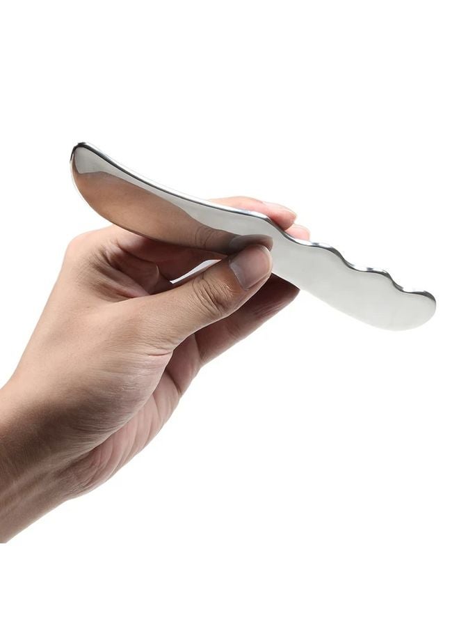 أداة غوا شا الفاخرة المصنوعة من الفولاذ المقاوم للصدأ عالي الجودة - قطعة واحدة - خالية من المواد الكيميائية - سطح أملس - للوجه والعنق والجسم - لاسترخاء العضلات - Image 5