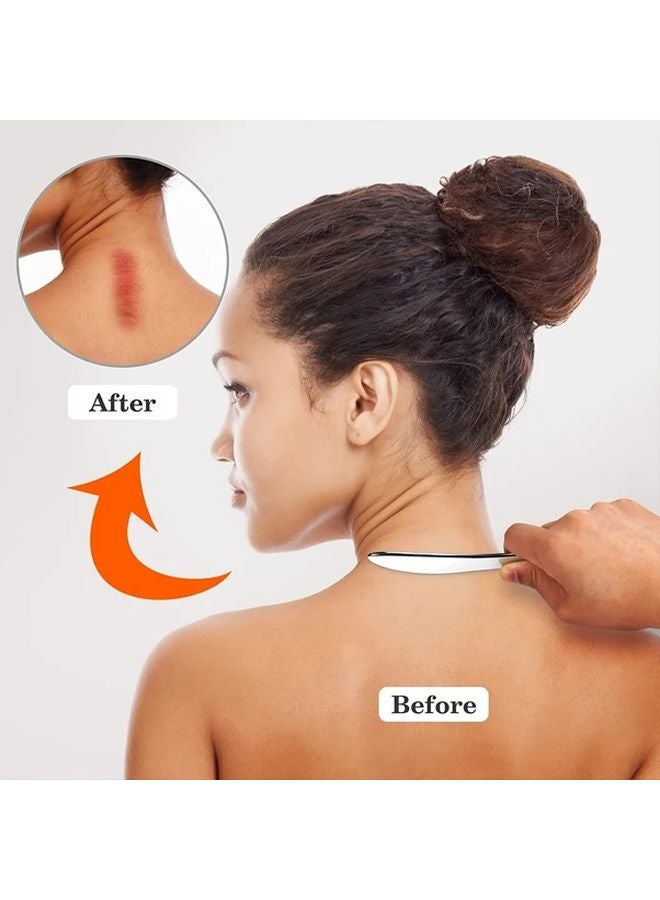 أداة غوا شا الفاخرة المصنوعة من الفولاذ المقاوم للصدأ عالي الجودة - قطعة واحدة - خالية من المواد الكيميائية - سطح أملس - للوجه والعنق والجسم - لاسترخاء العضلات - Image 4