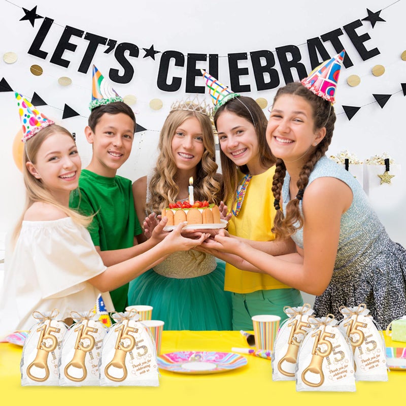 Wxzumg 50Pcs 15 Gold Bottle Openers For 15th Birthday Party Favor 15th Birthday Bottle Opener Set Gift For Girls Boys Wedding Anniversaries Souvenirs Favor Party QuinceaÃ±era Recuerdos - Image 5