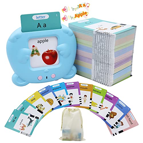 MAYAPHILOS 510 Words Alphabet Talking Flash Cards for 38 Years Toddlers Educational Learning Interactive Toy for Boys Girls Kids Birthday Gifts Preschool Montessori Speech Therapy Autism Toys Blue - Image 1