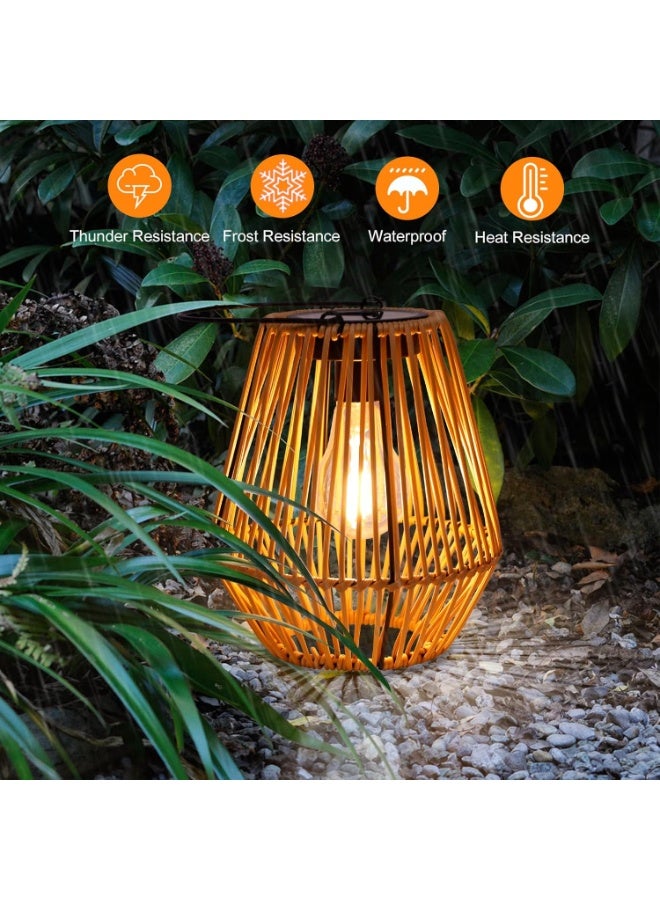 Zarmanuae Solar Lanterns Outdoor,2 Pack Solar Wicker Lanterns Waterproof Solar Lights for Outside Hanging Solar Lights Outdoor Solar Lamp Lights Decoration for Garden,Yard,Patio,Porch,Trees,Lawn,Pathway - Image 5