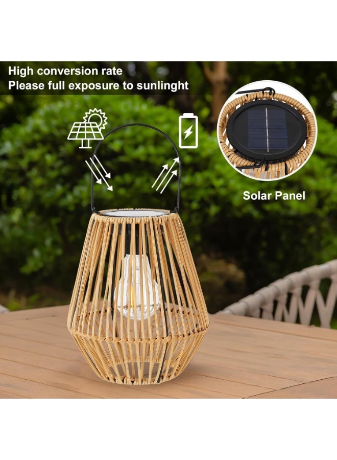 Zarmanuae Solar Lanterns Outdoor,2 Pack Solar Wicker Lanterns Waterproof Solar Lights for Outside Hanging Solar Lights Outdoor Solar Lamp Lights Decoration for Garden,Yard,Patio,Porch,Trees,Lawn,Pathway - Image 4