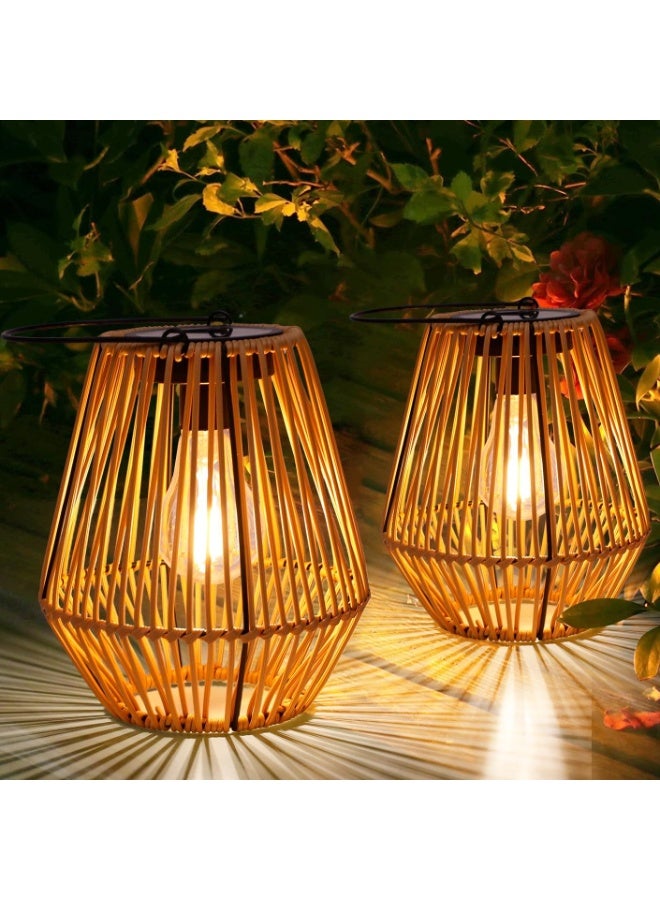 Zarmanuae Solar Lanterns Outdoor,2 Pack Solar Wicker Lanterns Waterproof Solar Lights for Outside Hanging Solar Lights Outdoor Solar Lamp Lights Decoration for Garden,Yard,Patio,Porch,Trees,Lawn,Pathway - Image 1