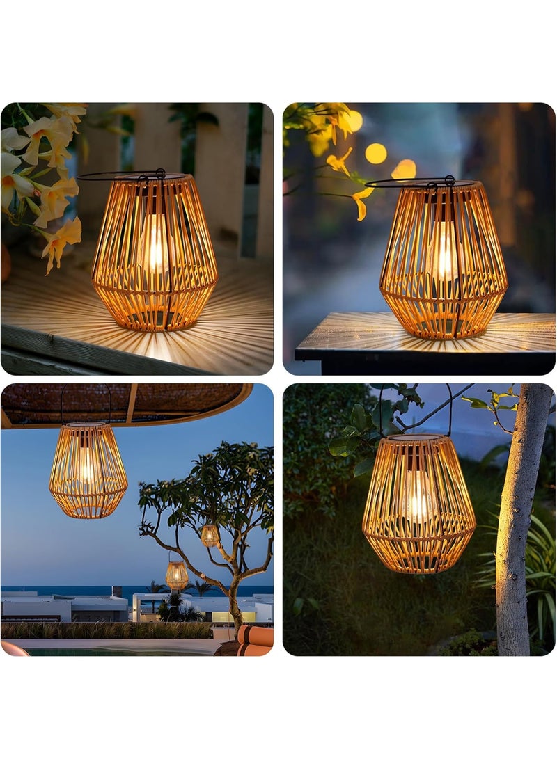 Zarmanuae Solar Lanterns Outdoor,2 Pack Solar Wicker Lanterns Waterproof Solar Lights for Outside Hanging Solar Lights Outdoor Solar Lamp Lights Decoration for Garden,Yard,Patio,Porch,Trees,Lawn,Pathway - Image 3