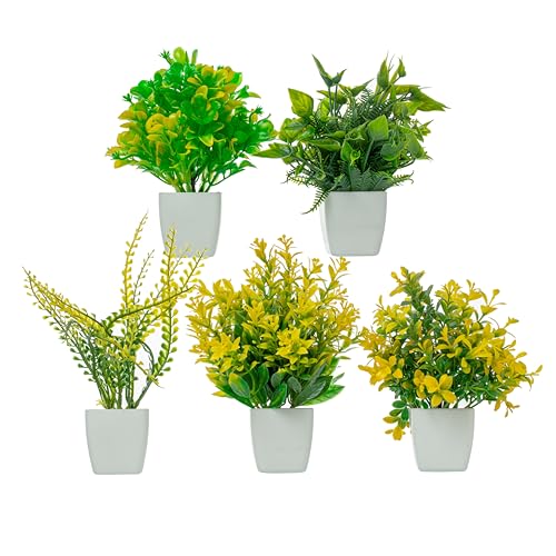 JH Gallery Artificial Plants, Small Indoor Potted Houseplants for Home Decor, Decoration Items for Living Room, Office and Bedroom, Artificial Plants with Pot (Pack of 6) - Image 2