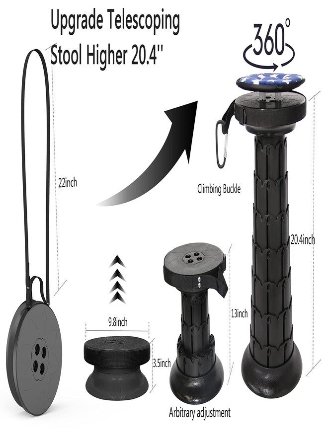 ALEVMOOM Adjustable Telescoping Stool with Cushion,Portable Collapsible Design,Lightweight Outdoor Chair,Retractable Footrest Camping Seat for Beach,Garden,Fishing,Hiking,Travel,BBQ with Bag,Carabiner - Image 2