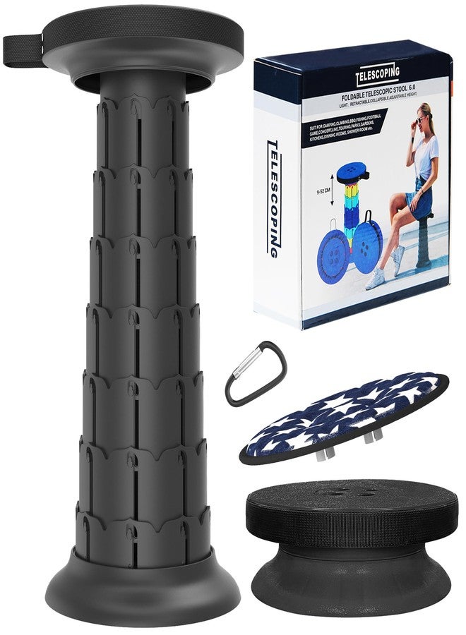 ALEVMOOM Adjustable Telescoping Stool with Cushion,Portable Collapsible Design,Lightweight Outdoor Chair,Retractable Footrest Camping Seat for Beach,Garden,Fishing,Hiking,Travel,BBQ with Bag,Carabiner - Image 1