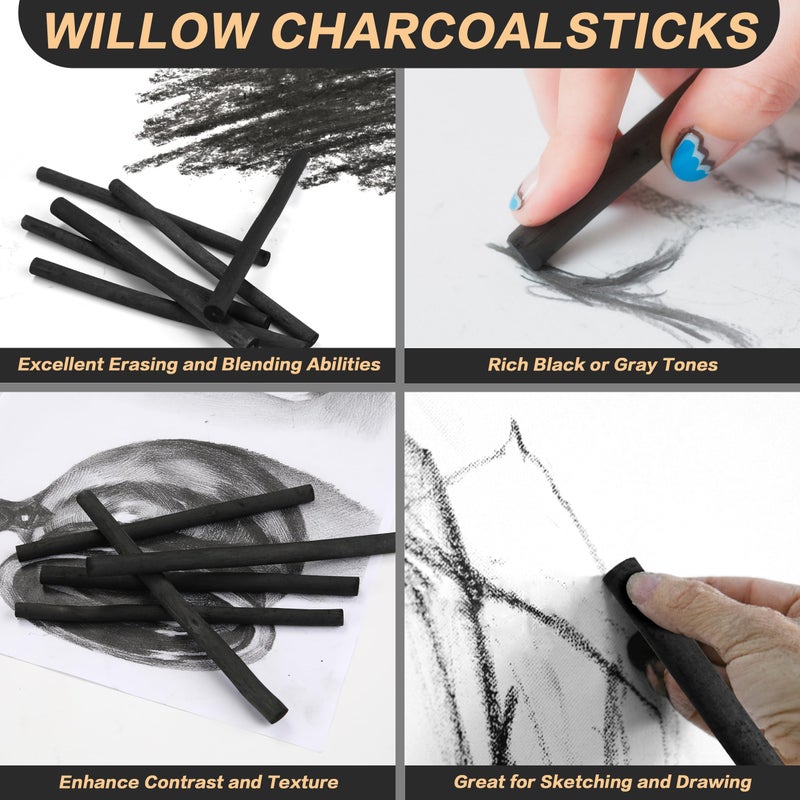 MyLifeUNIT Vine Charcoal Sticks, Willow Sketch Charcoal Pencils for Drawing, Pack of 25 (7-9 MM Dia) - Image 5