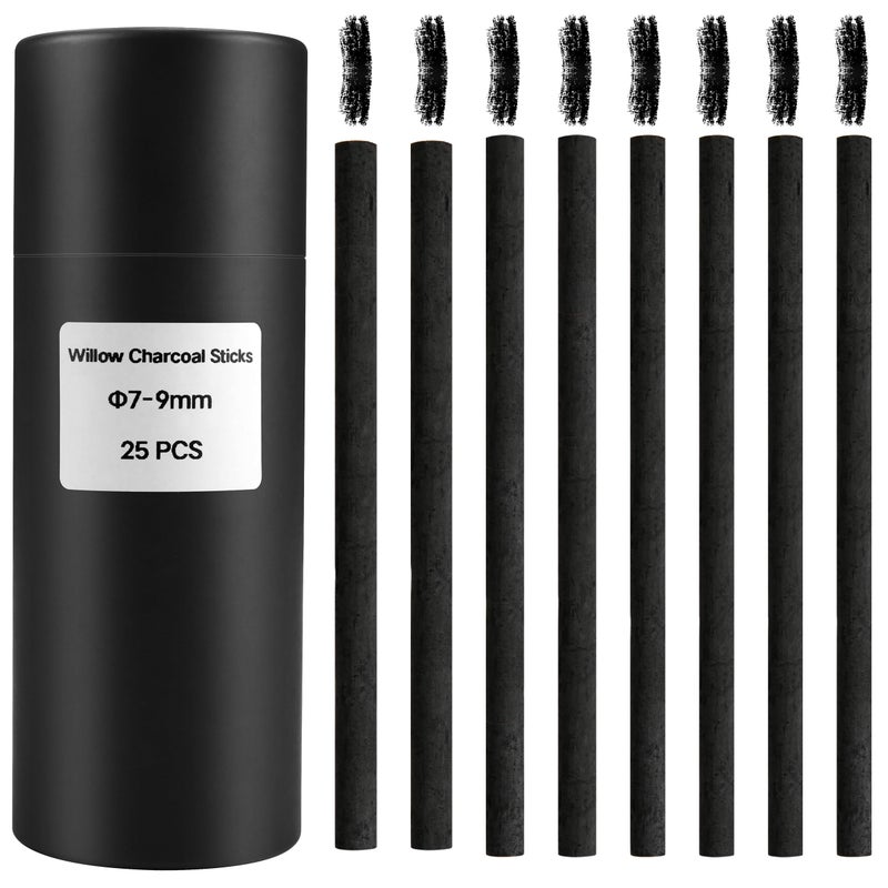 MyLifeUNIT Vine Charcoal Sticks, Willow Sketch Charcoal Pencils for Drawing, Pack of 25 (7-9 MM Dia) - Image 1