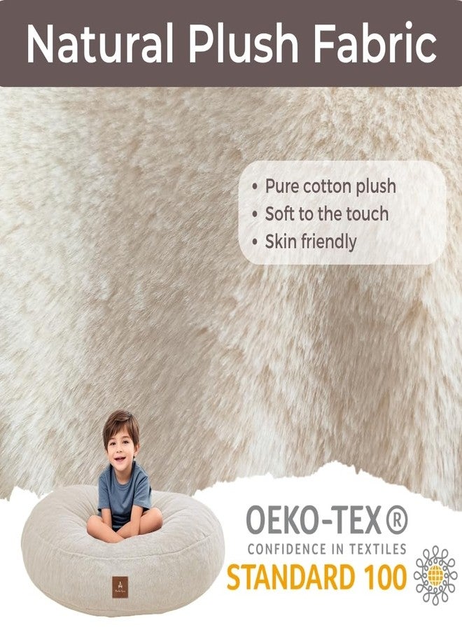 Wonder Space Bean Bag Chair – Soft Foam Filling | Removeable & Washable Cover | Ultra-Soft Plush Fabric - Minimalist Floor Cushion for Kids & Adults, Gaming, Reading and Relaxing, Beige - Image 2