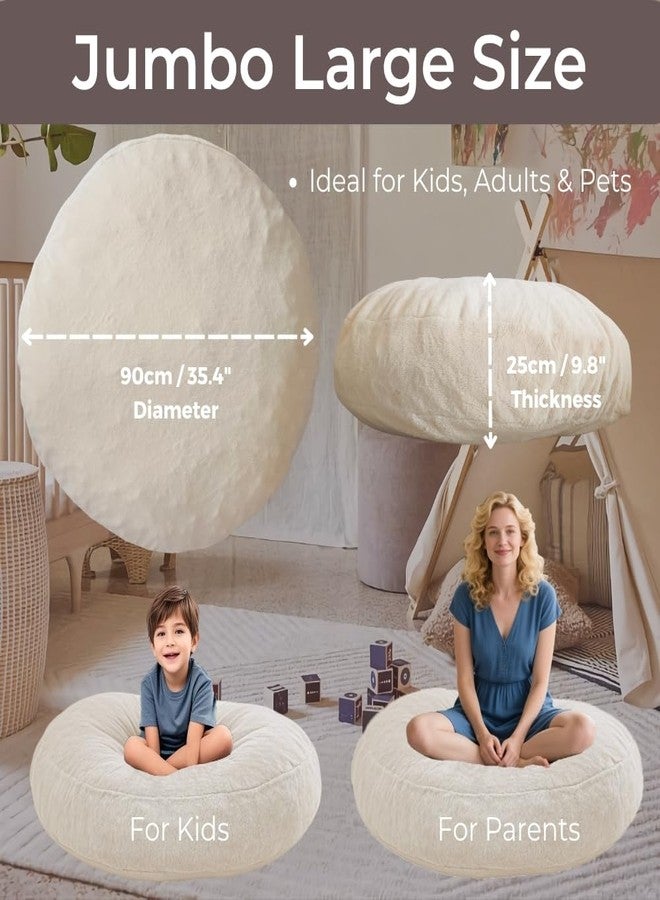 Wonder Space Bean Bag Chair – Soft Foam Filling | Removeable & Washable Cover | Ultra-Soft Plush Fabric - Minimalist Floor Cushion for Kids & Adults, Gaming, Reading and Relaxing, Beige - Image 3