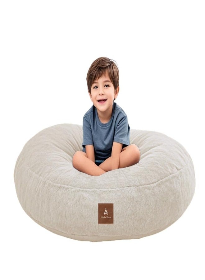 Wonder Space Bean Bag Chair – Soft Foam Filling | Removeable & Washable Cover | Ultra-Soft Plush Fabric - Minimalist Floor Cushion for Kids & Adults, Gaming, Reading and Relaxing, Beige - Image 1