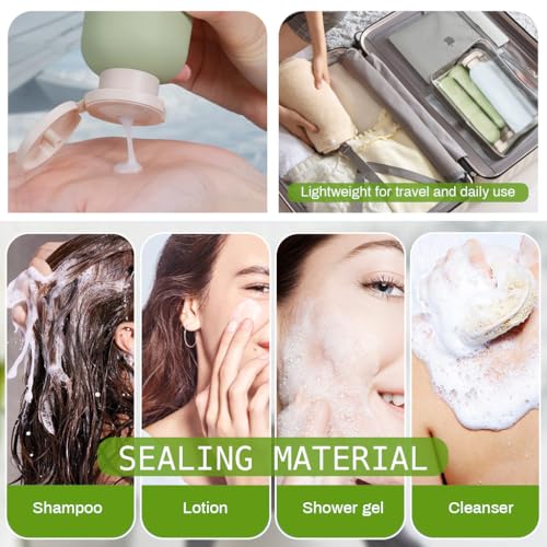 MAYCREATE® 100ml Travel Bottle Kit for Toiletries, 3Pcs Travel Toiletry Bottles Kit Accessories, Soft PE Leakproof Empty Squeeze Dispenser Bottle for Shampoo, Body Lotion, With Storage Pouch - Image 5