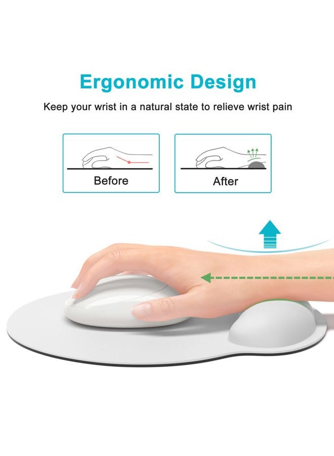 Dapesuom Ergonomic Mouse Pad with Wrist Rest Support, Memory Foam Computer Mouse Pads for Wireless Mouse, Cute Gaming Mouse Mat with Non-Slip Base, Pain Relief Mousepad for Laptop Desk Women, White - Image 3