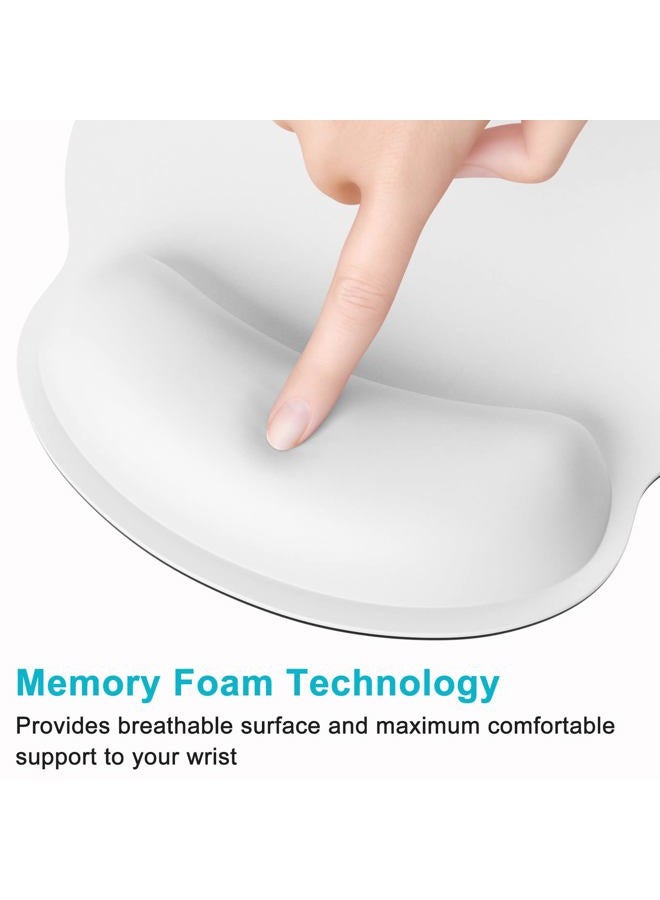 Dapesuom Ergonomic Mouse Pad with Wrist Rest Support, Memory Foam Computer Mouse Pads for Wireless Mouse, Cute Gaming Mouse Mat with Non-Slip Base, Pain Relief Mousepad for Laptop Desk Women, White - Image 5